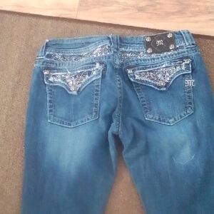 Miss Me Blue Jeans with Sparkling Silver Details